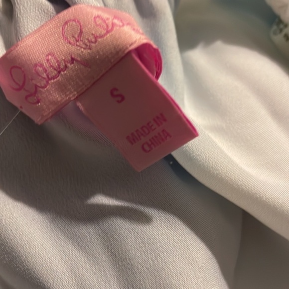 Lilly Pulitzer Blue, White, Turquoise Strapless Hi Low Caldwell Dress Size Small - Picture 10 of 13